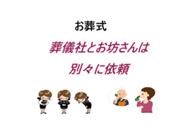 死亡・お坊さんと葬儀社は別々に依頼の事・葬儀(お葬式)家族葬・安い・お坊さん・葬儀費用・安いお布施・良心的お布施・どの葬儀で?・直葬(火葬式)葬儀・1日葬葬儀・一般葬葬儀・どこの葬儀社に?